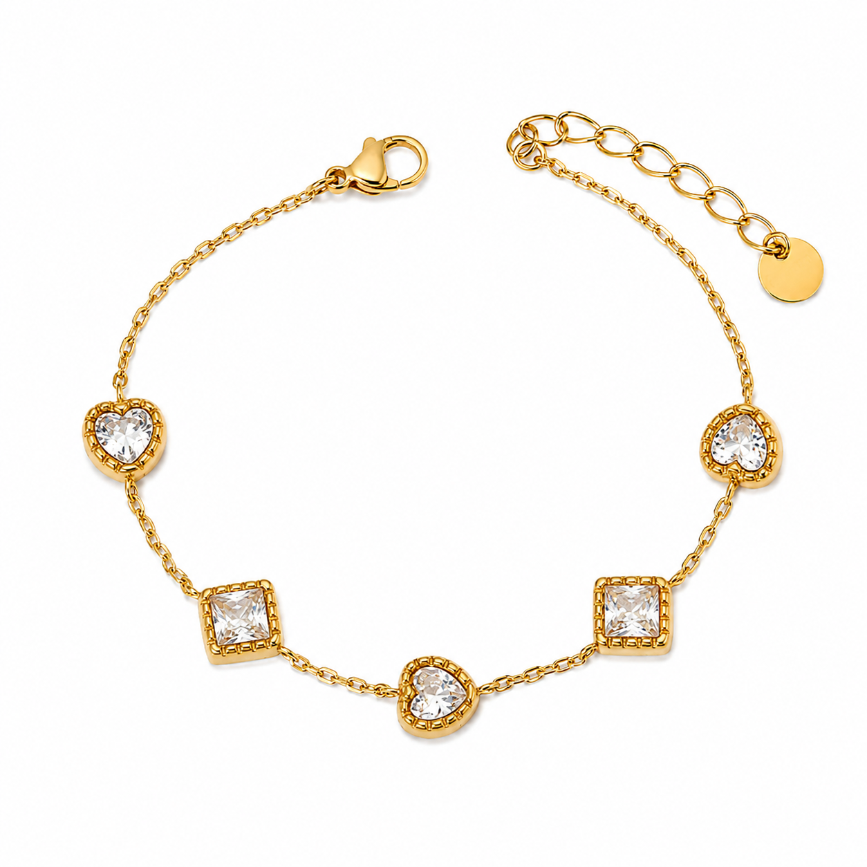 The Gold Sparkling Darling Heart Gemstone Bracelet