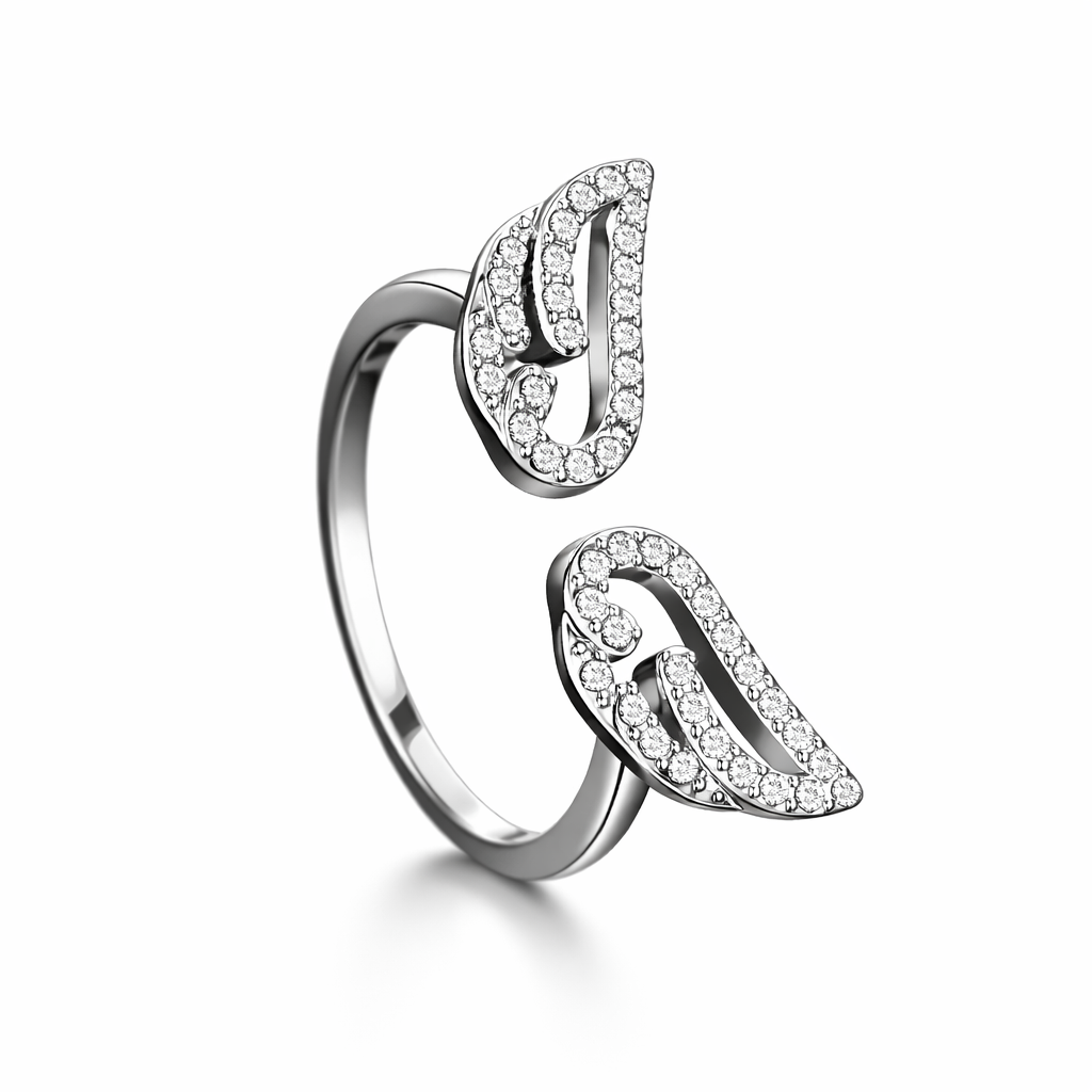 The Silver Limited Edition Angel Wing Embrace Adjustable Ring