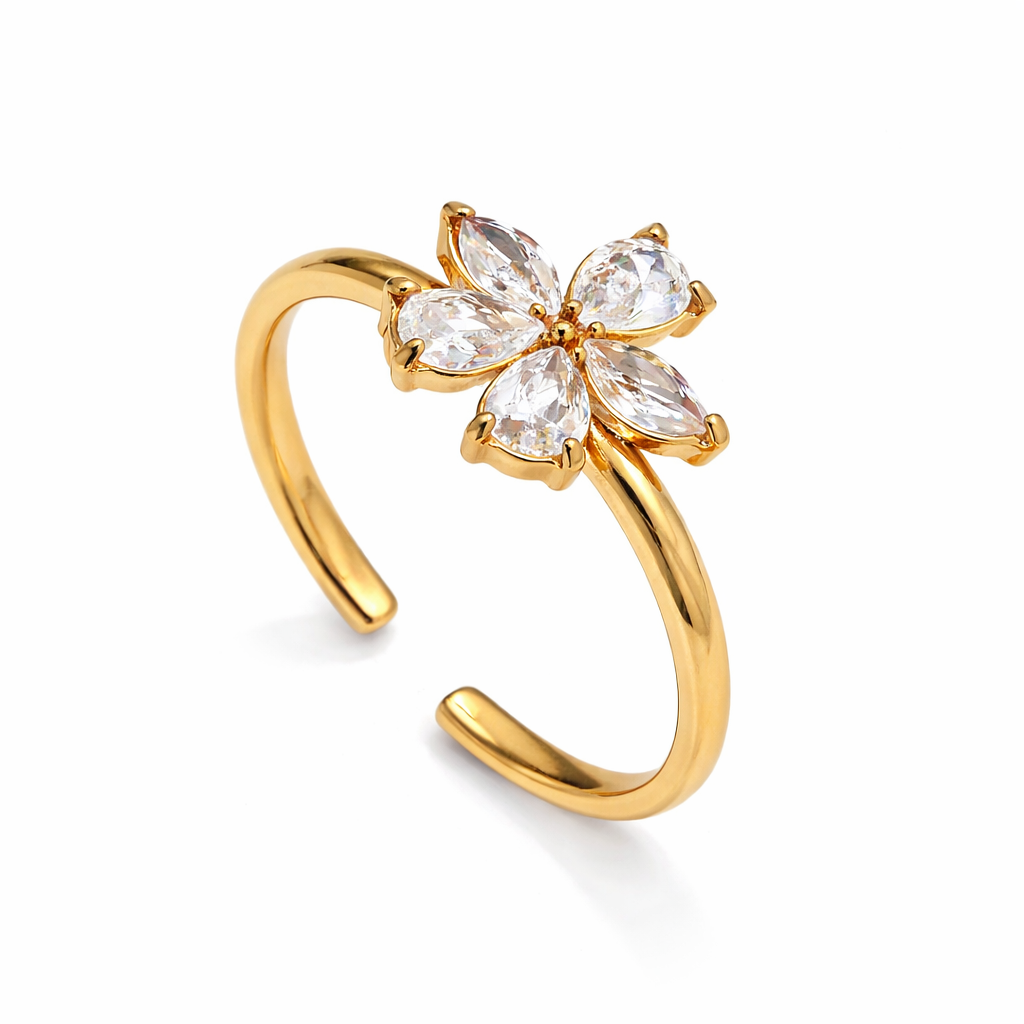 The Gold Aurelia Petal Flower Adjustable Ring