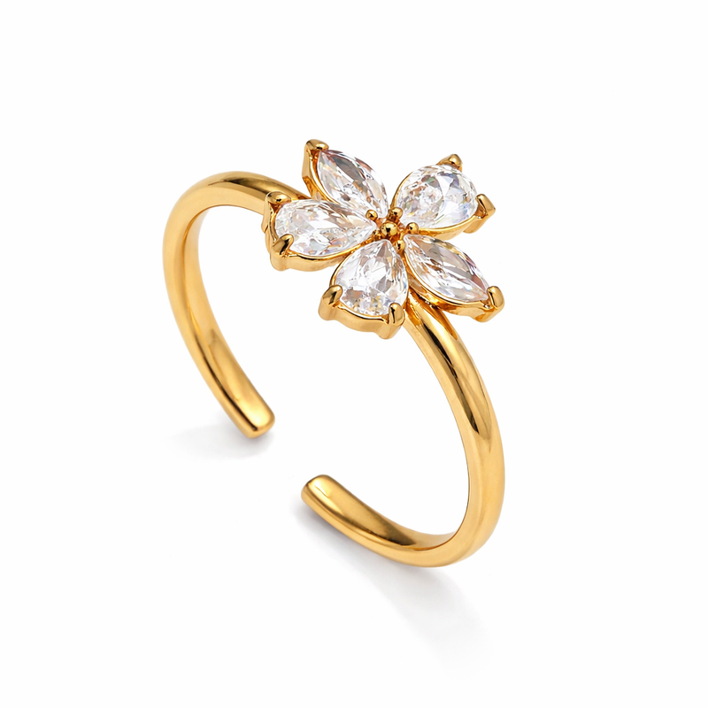 The Gold Aurelia Petal Bloom Adjustable Ring