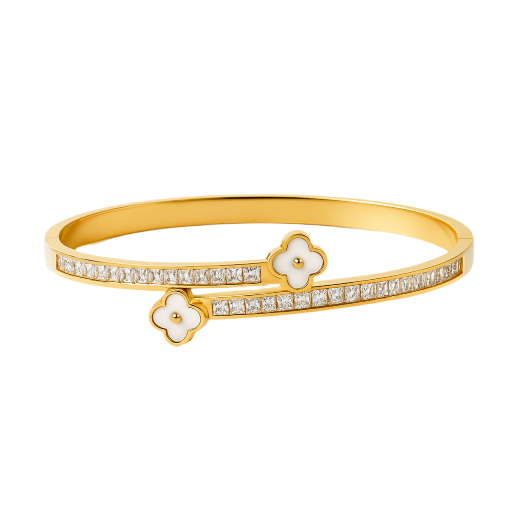 The Gold Sparkling Interlinked Flower Bangle