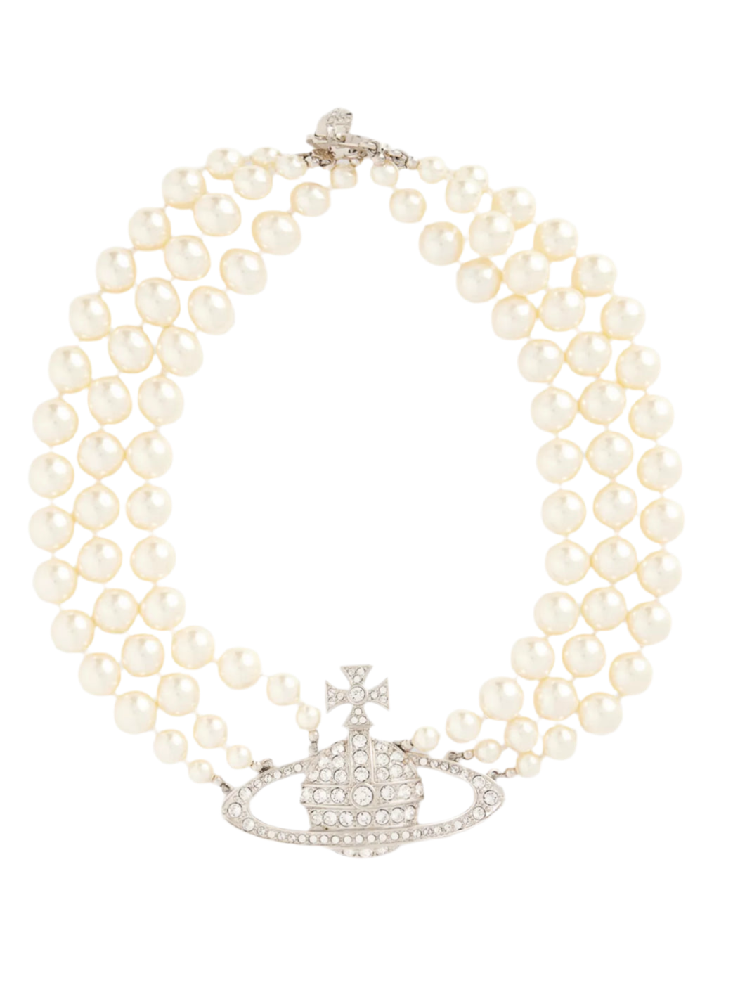 The Silver Aurelia Triple Strand Pearl Orb Necklace