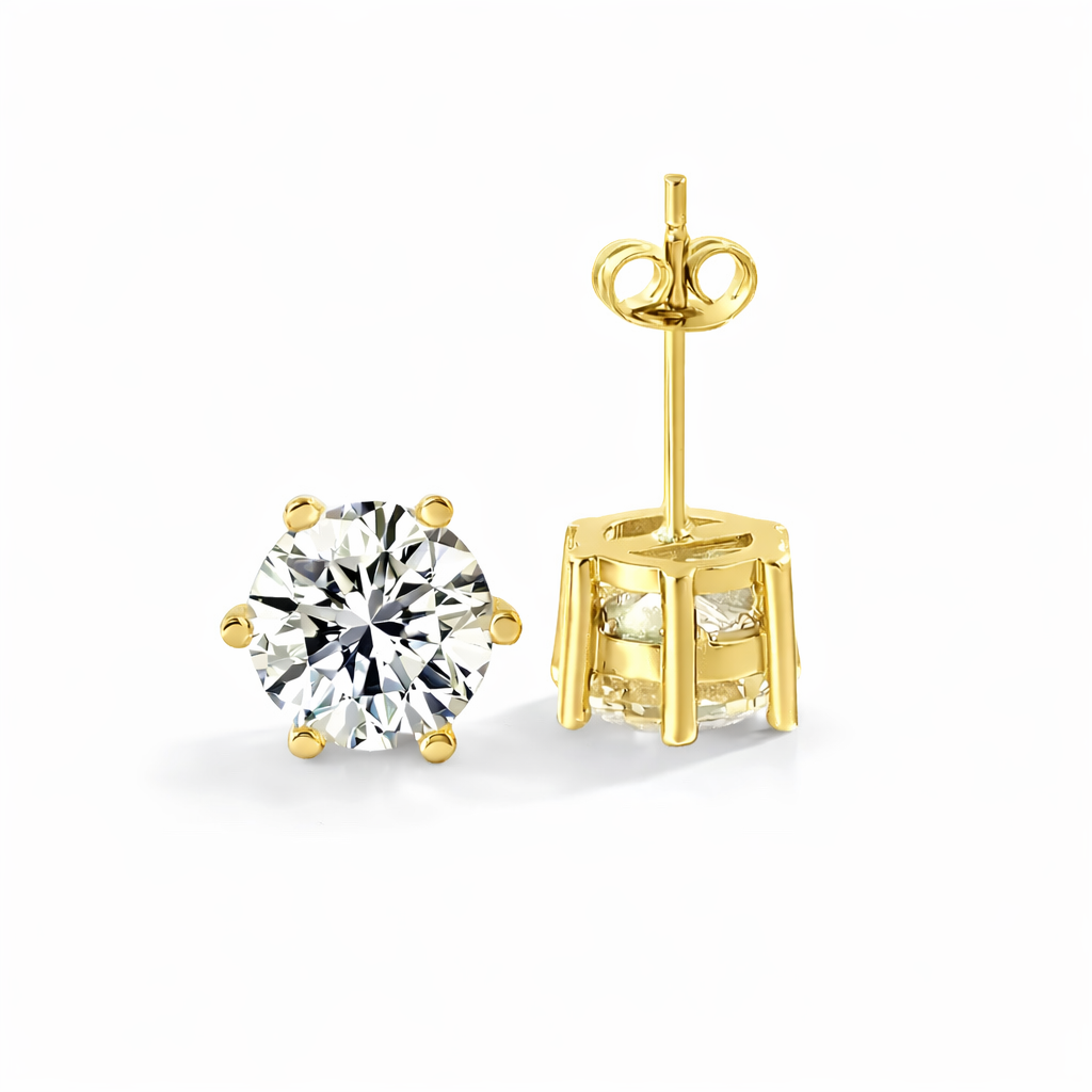 The Gold Maddison Studs - 100% Moissanite Diamonds