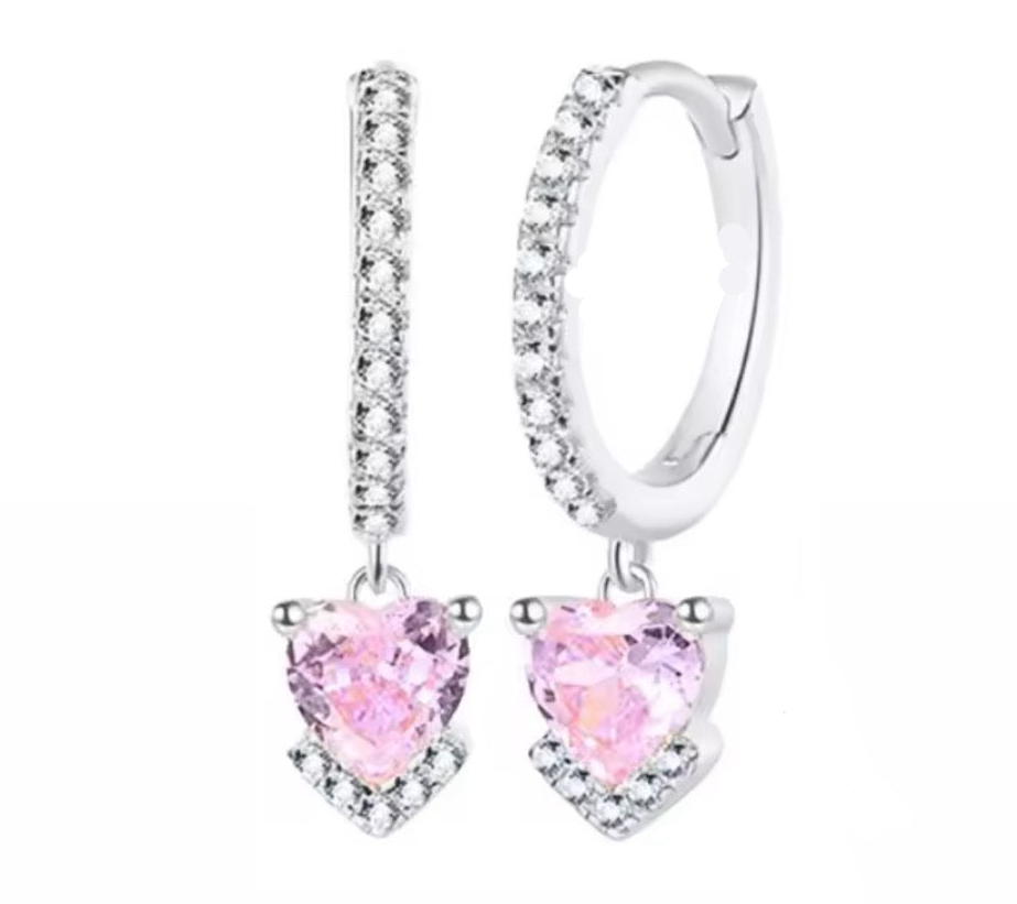 The Silver Dreamy Pink Rapunzel Heart Huggies