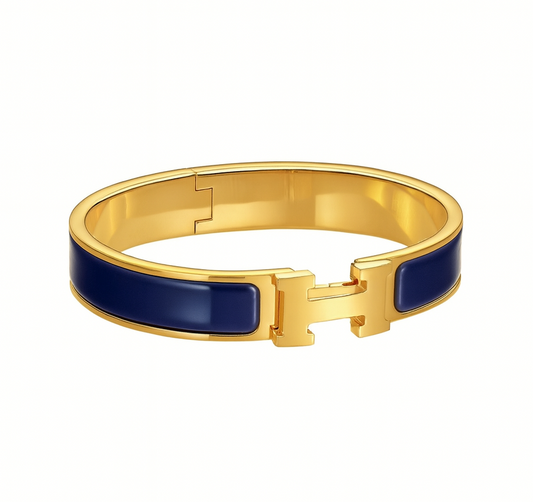 The Gold Navy Blue Luxury H Bangle