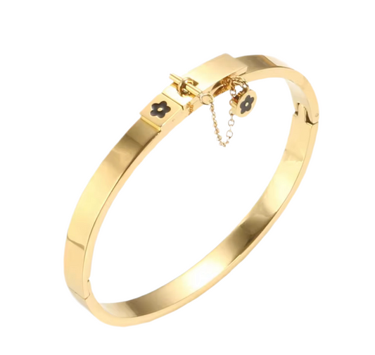 The Gold Clover Locked Bangle