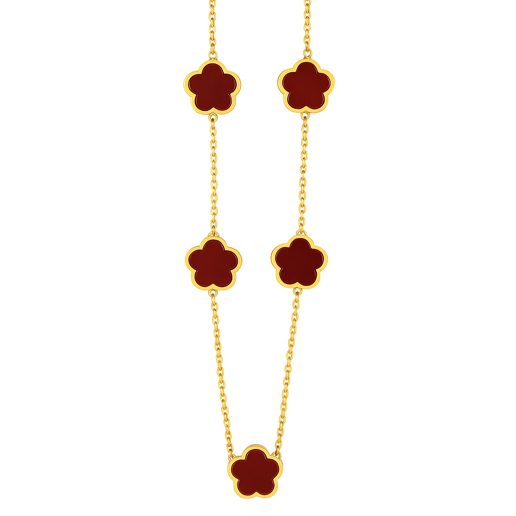 The Gold Rouge Red Mini Clover Necklace