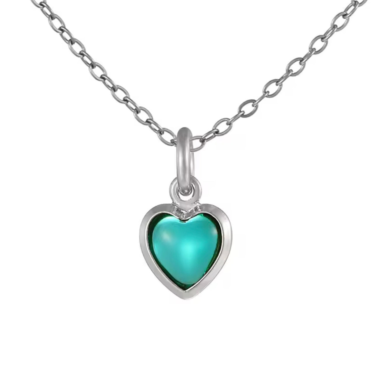 The Silver Turquoise Dainty Désir Heart Necklace