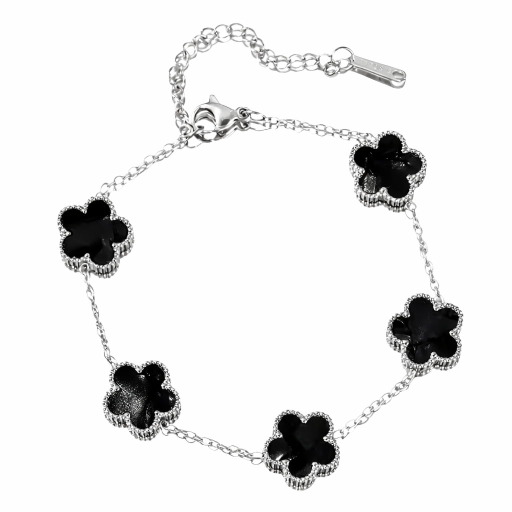 The Silver Midnight Black Amara Flower Bracelet