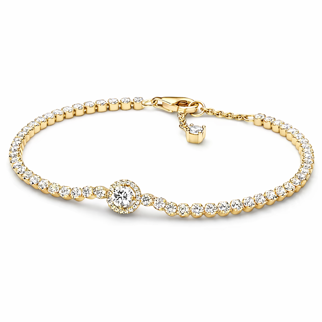 The Gold Lumina Circle Halo Tennis Bracelet