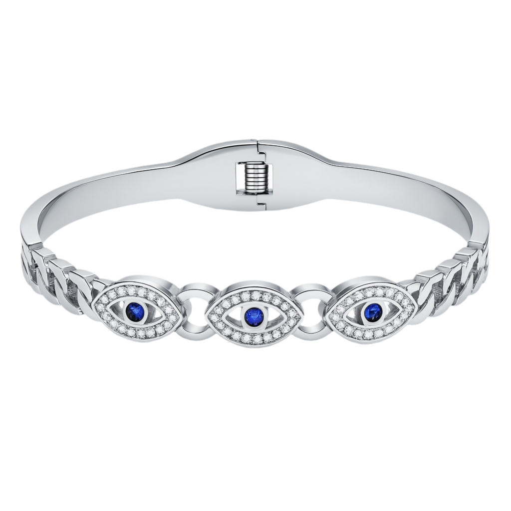 The Silver Evil Eye Of Protection Bangle