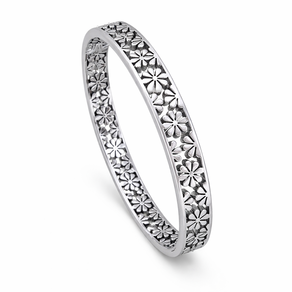 The Silver Flower Bloom Summers Day Bangle
