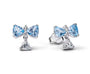 The Blue Bow Diamanté Drop Stud Earrings