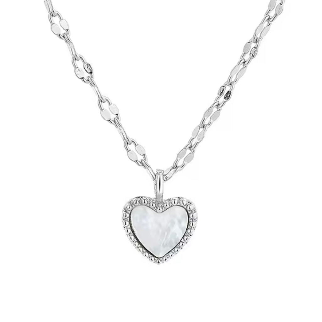The Silver Extra Dainty Pearly White Heart Necklace