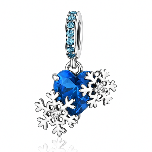 The Silver Frosted Heart Snowflake Charm