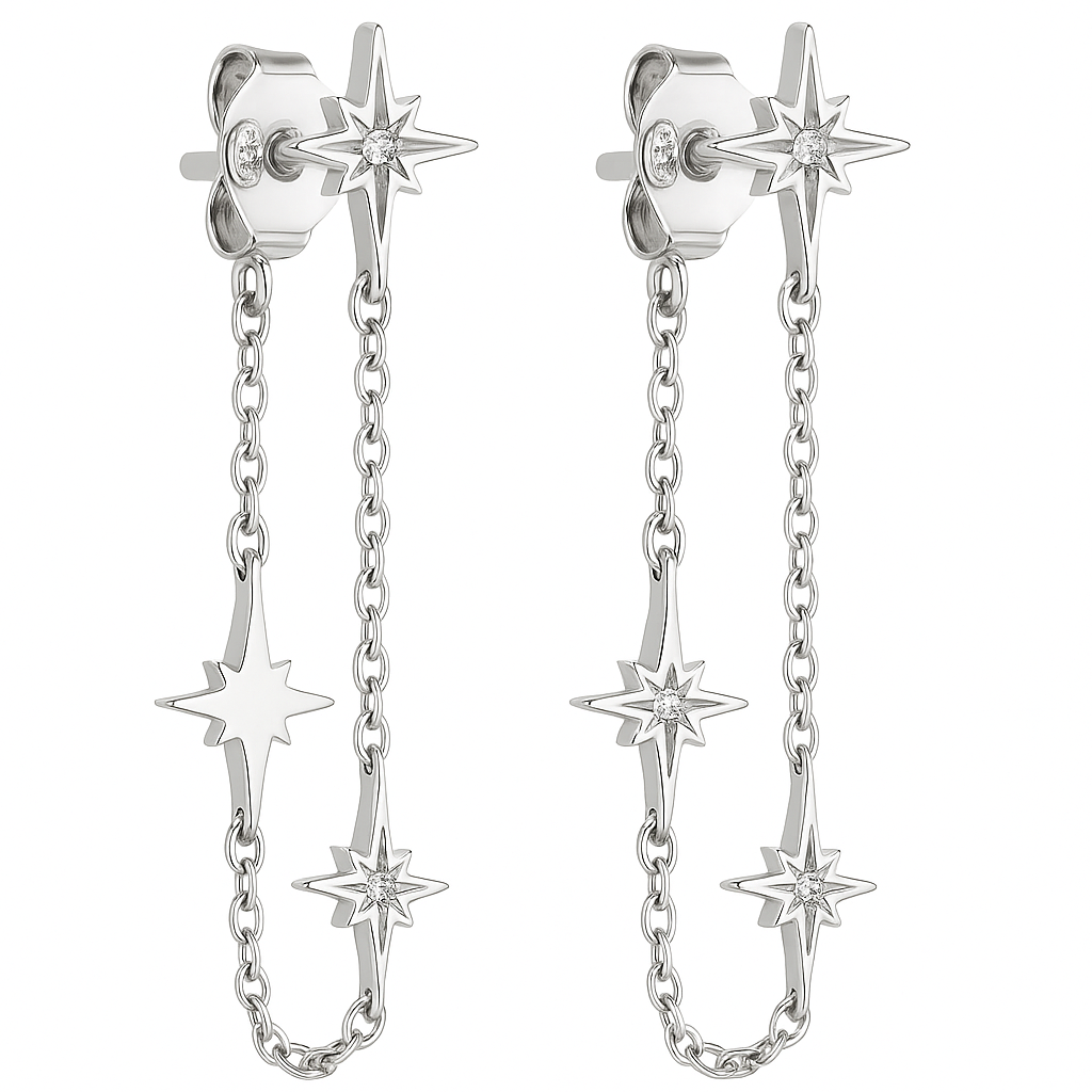 The Silver Star Fall Drop Stud Earrings