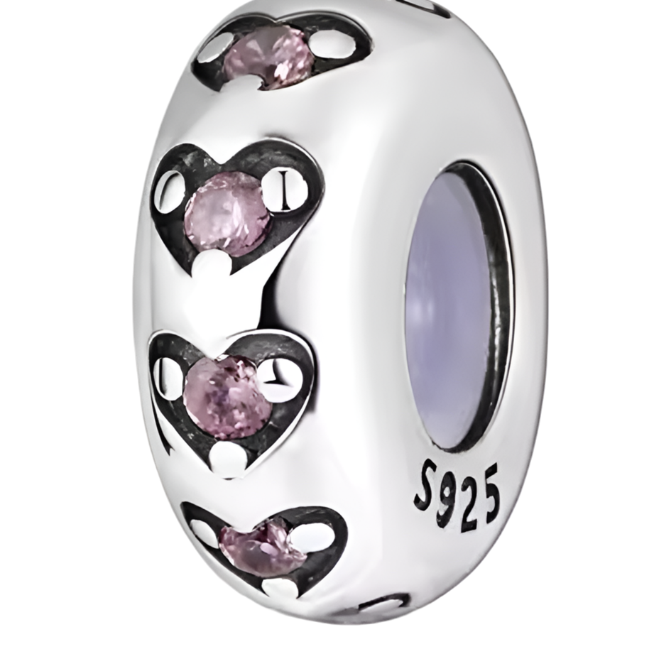The Ring Of Black & Pink Hearts Charm
