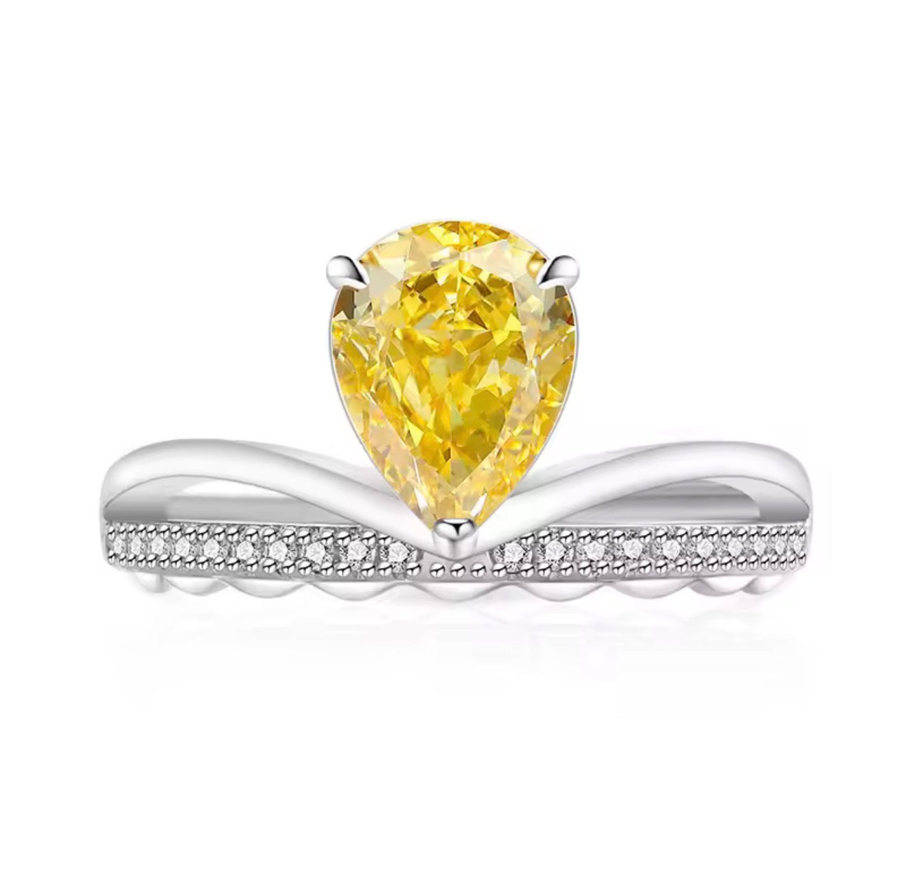 The Silver Zarà Teardrop Tiara Adjustable Ring