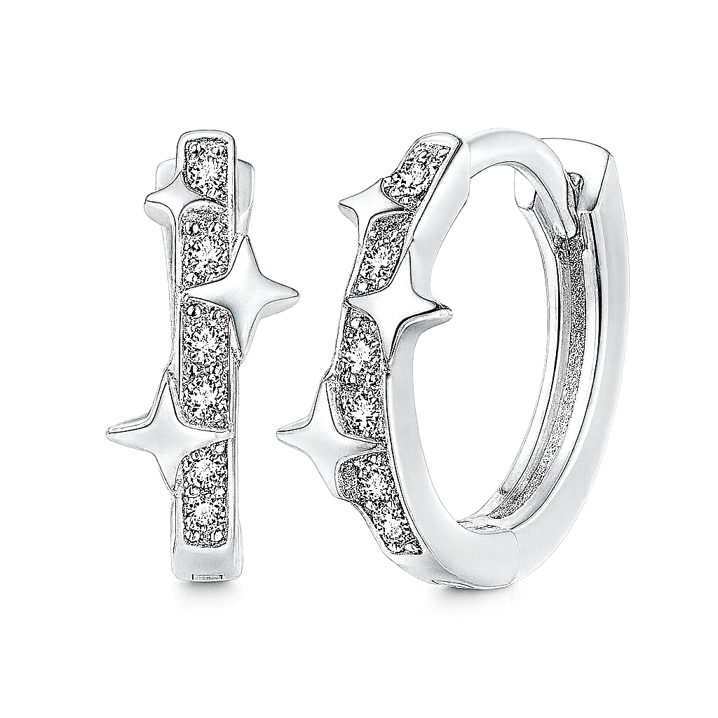 The Silver Dainty Night Sky Star Hoops