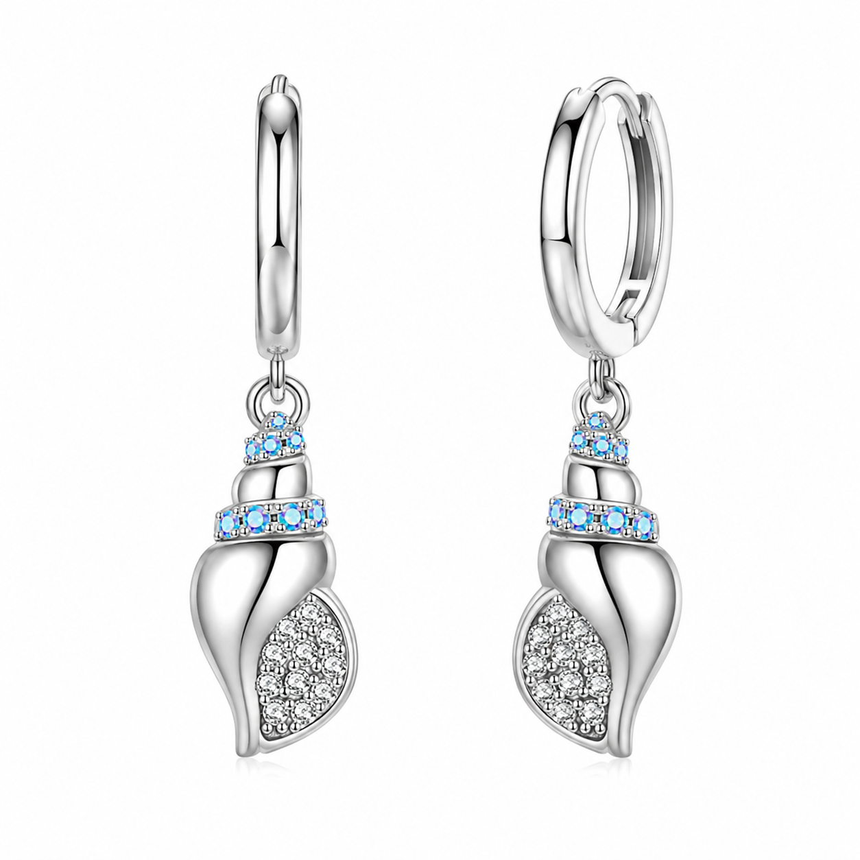 The Silver Tidal Sea Shell Hoops