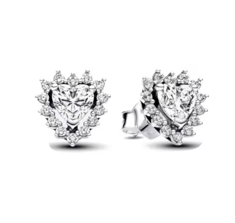 The Silver Vienna Heart Halo Stud Earrings