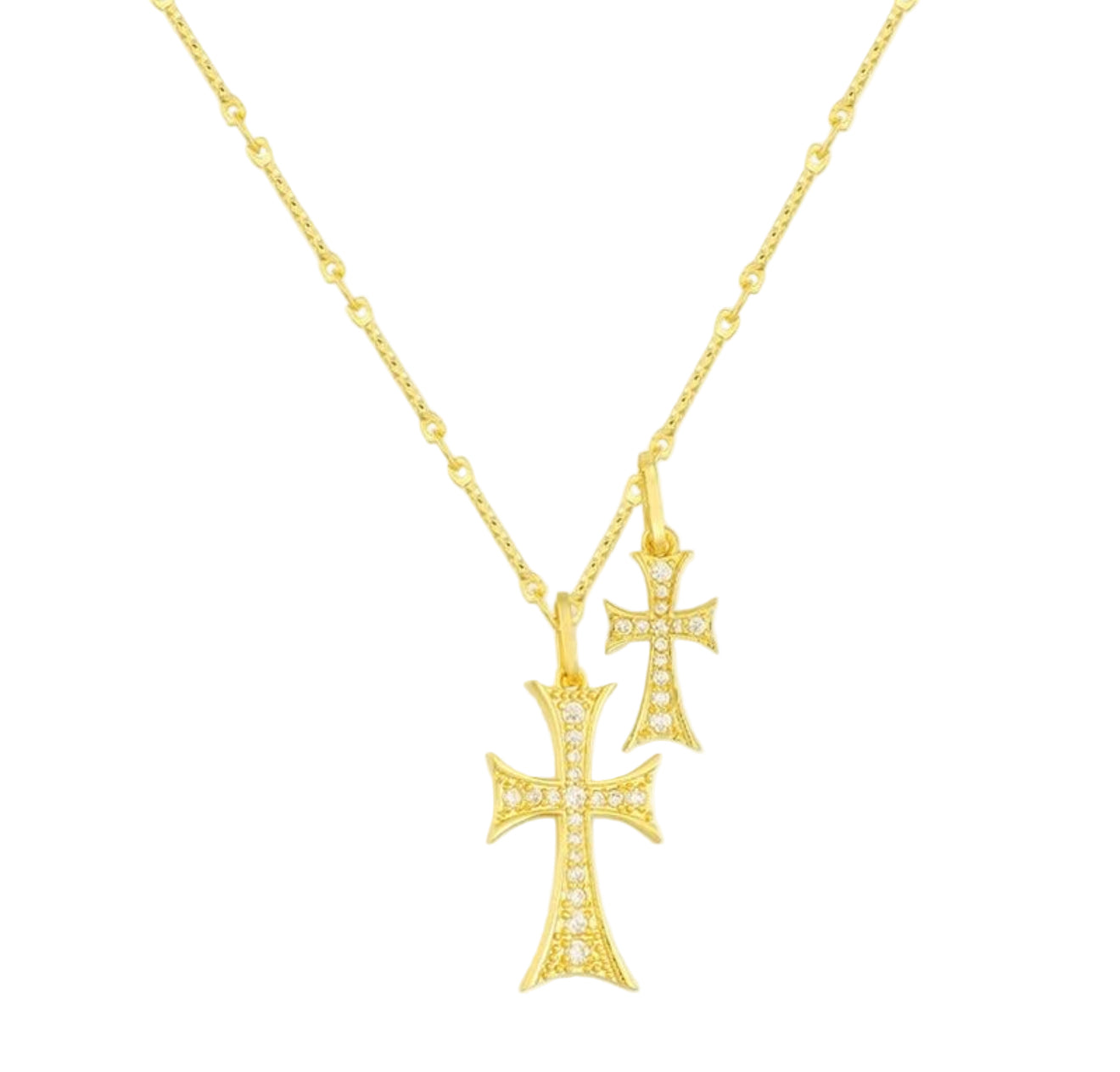 The Gold Divine Duo Cross Necklace