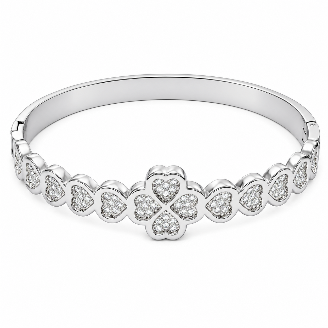 The Silver Francesca Clover Heart Bangle