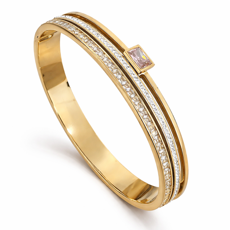 The Gold Mirielle Crystal Gemstone Bangle