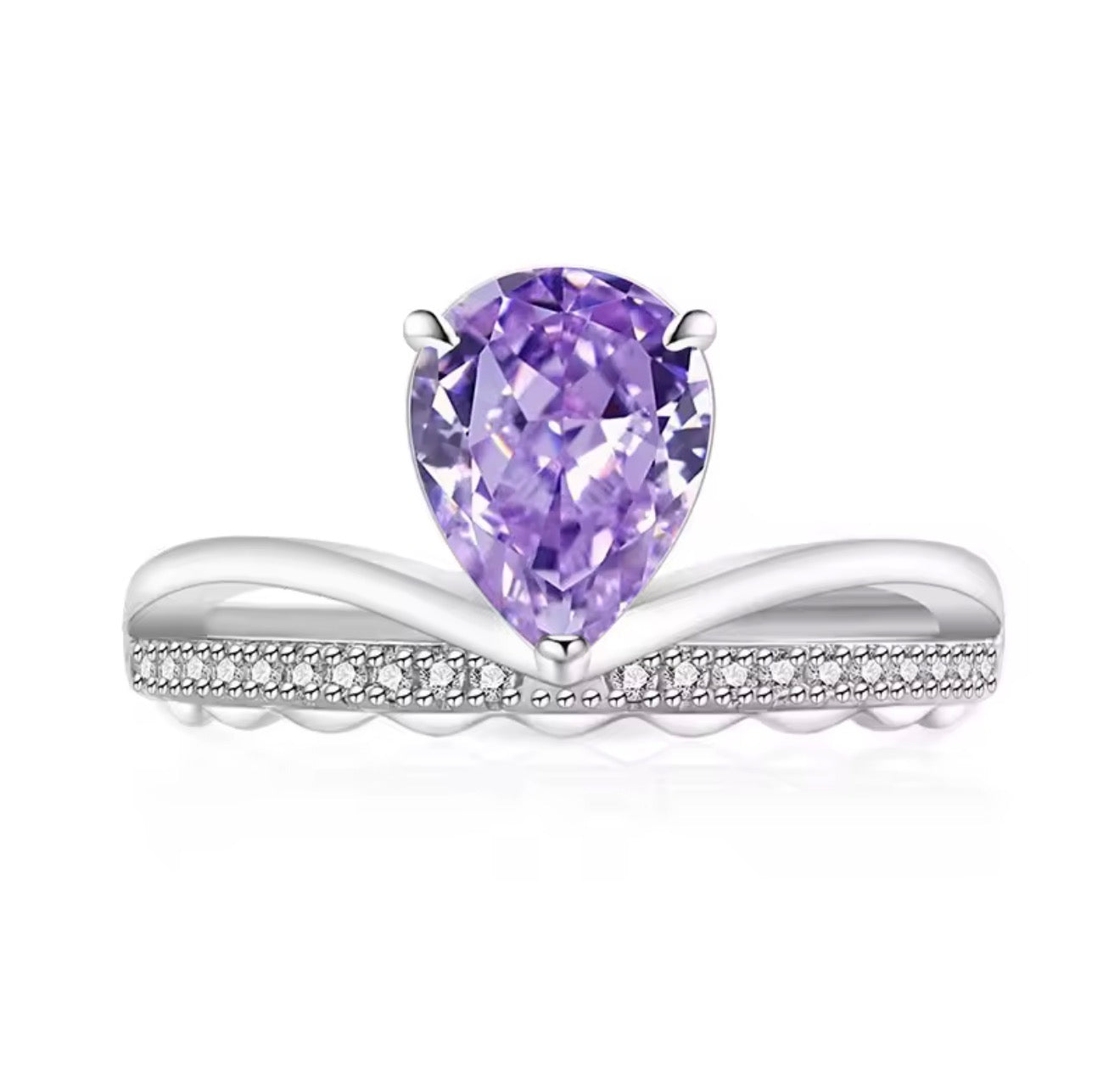 The Silver Zarà Teardrop Tiara Adjustable Ring