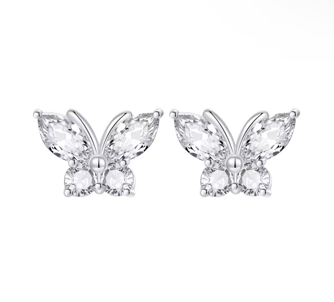 The Silver Chunky Sparkling Butterfly Kiss Studs
