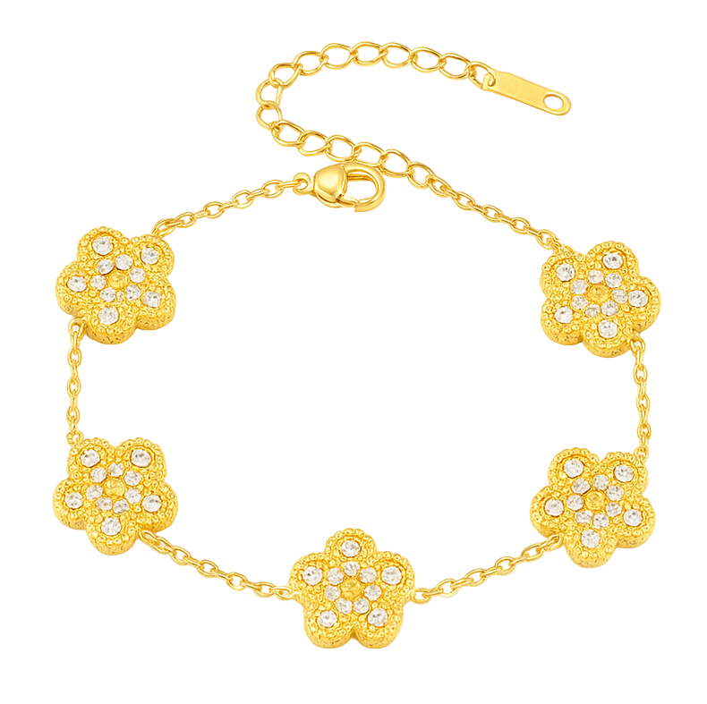 The Gold Sparkling Aritquê Blossom Flower Bracelet