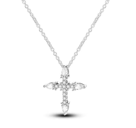 The Silver Glitter Cross Necklace