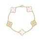 The Gold Sparkling Pearly Pink Etoilé Clover Arabia Flower Bracelet