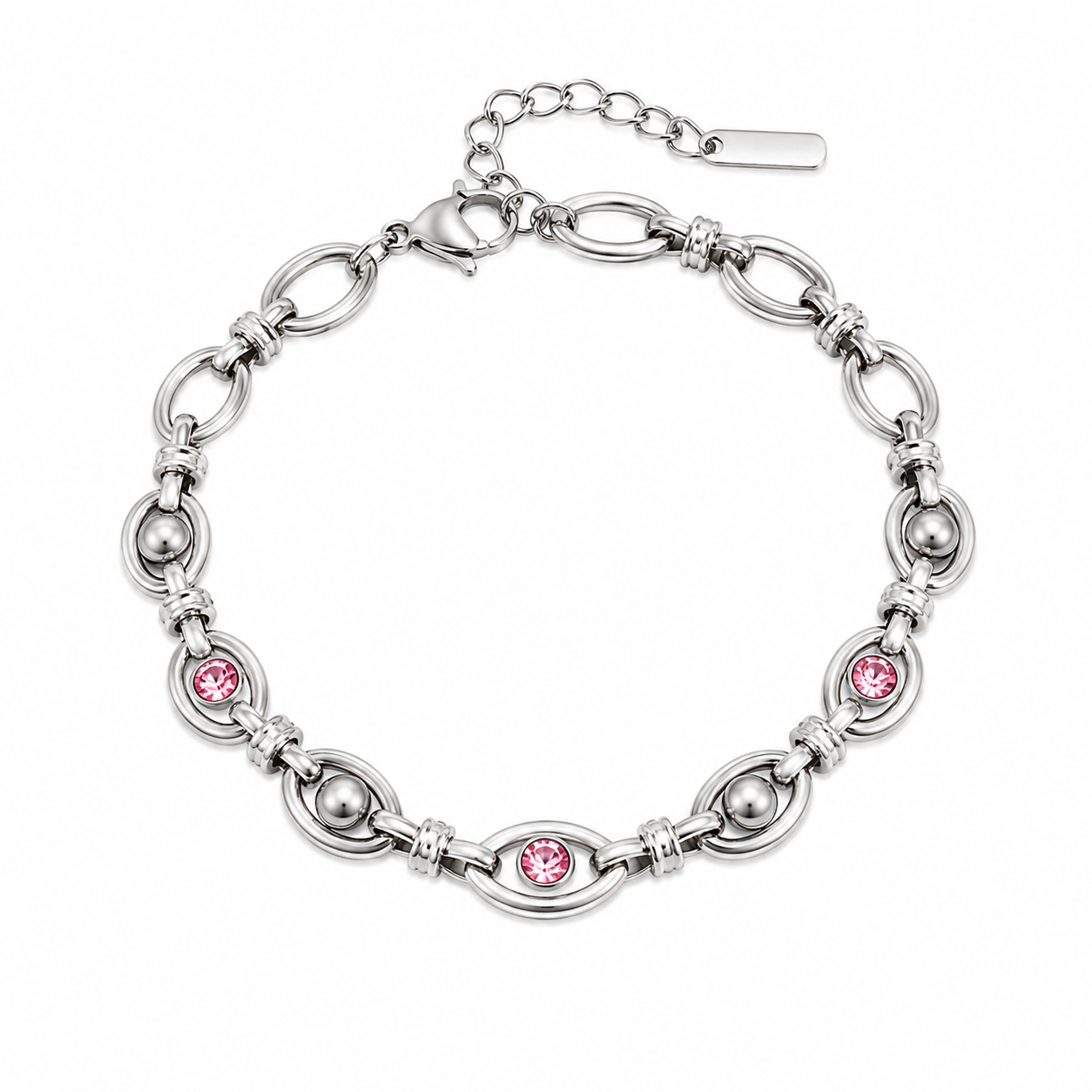 The Silver Everly Pink Link Bracelet