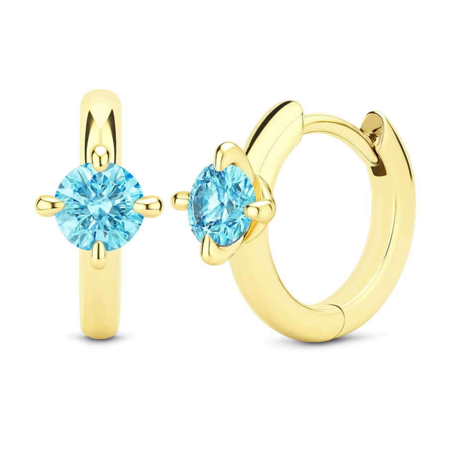The Gold Aquamarine Blue Mini Gemstone Hoops