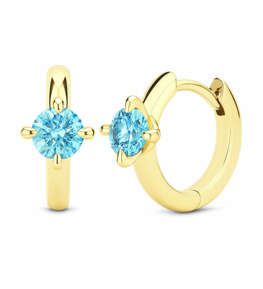 The Gold Aquamarine Blue Mini Hoops