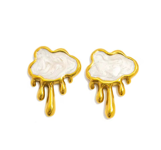 The Golden Heavenly Cloud Stud Earrings