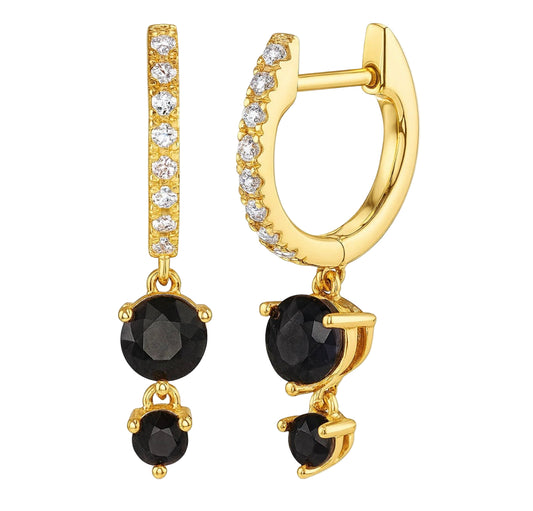 The Gold Aurora Midnight Black Double Drop Earrings