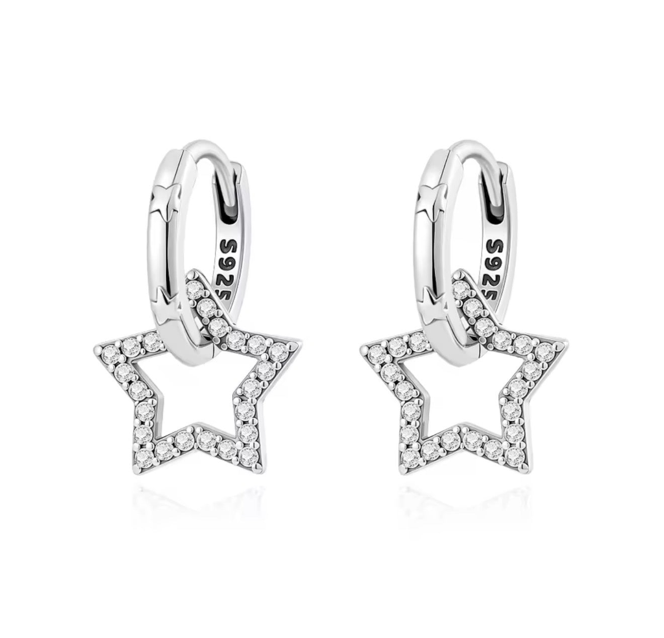 The Silver Sparkling Shooting Star Hoops