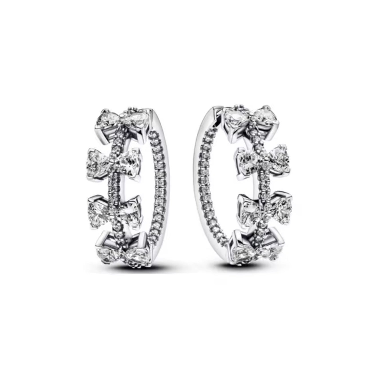 The Silver Sparkling Bow Hoops