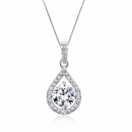 The Silver Esmeralda Teardrop Crystal Pendant Necklace