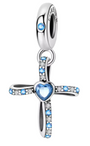 The Blue Heart Cross Charm
