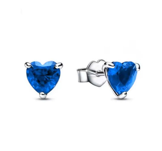 The Blue Mini Love Heart Studs