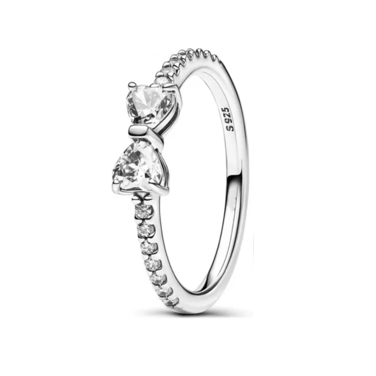 The 925 Sterling Silver Pave Silver Bow Ring
