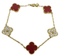 The Gold Sparkling Etoilè Arabia Burgundy Red Clover Flower Bracelet