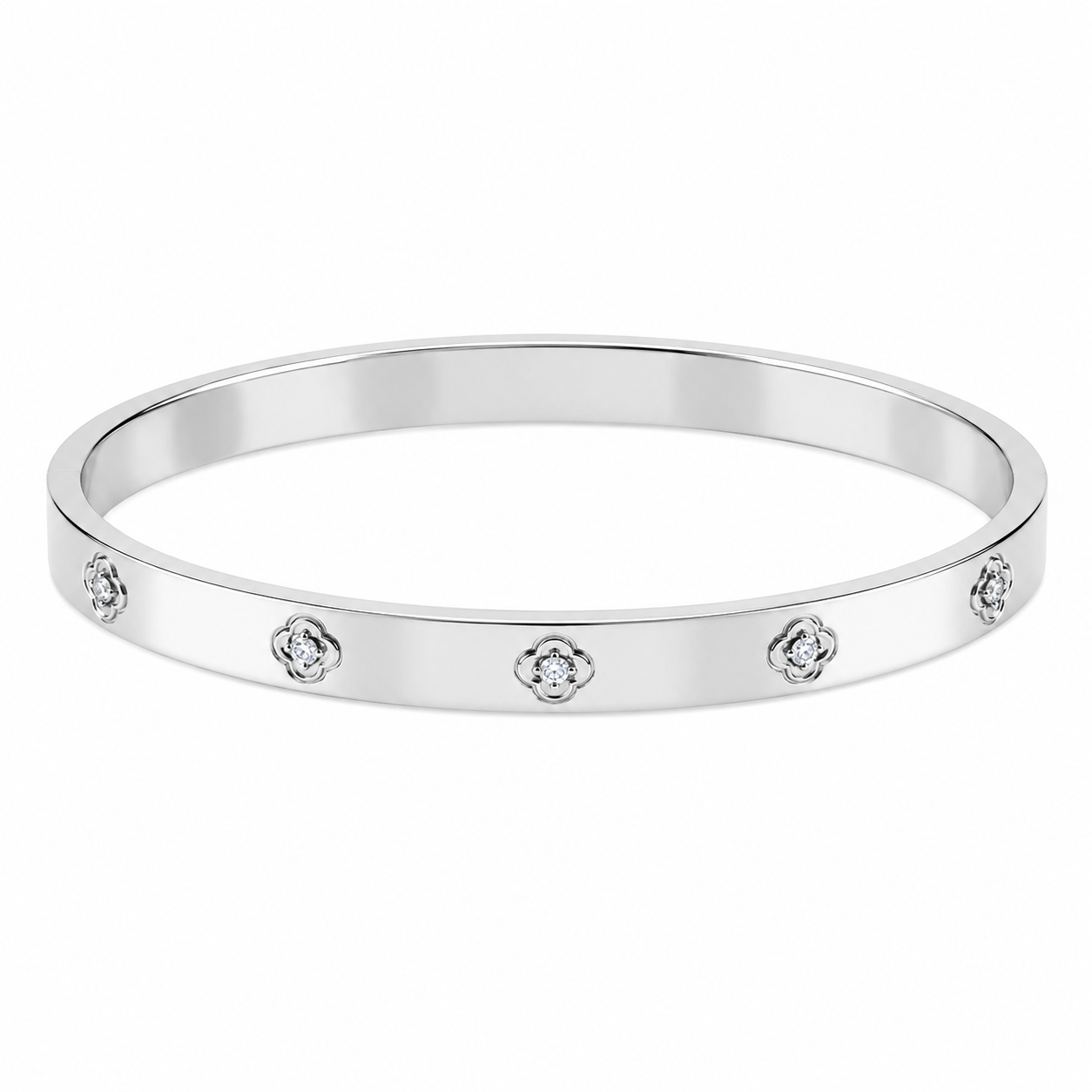 The Silver Iris Flower Gemstone Bangle