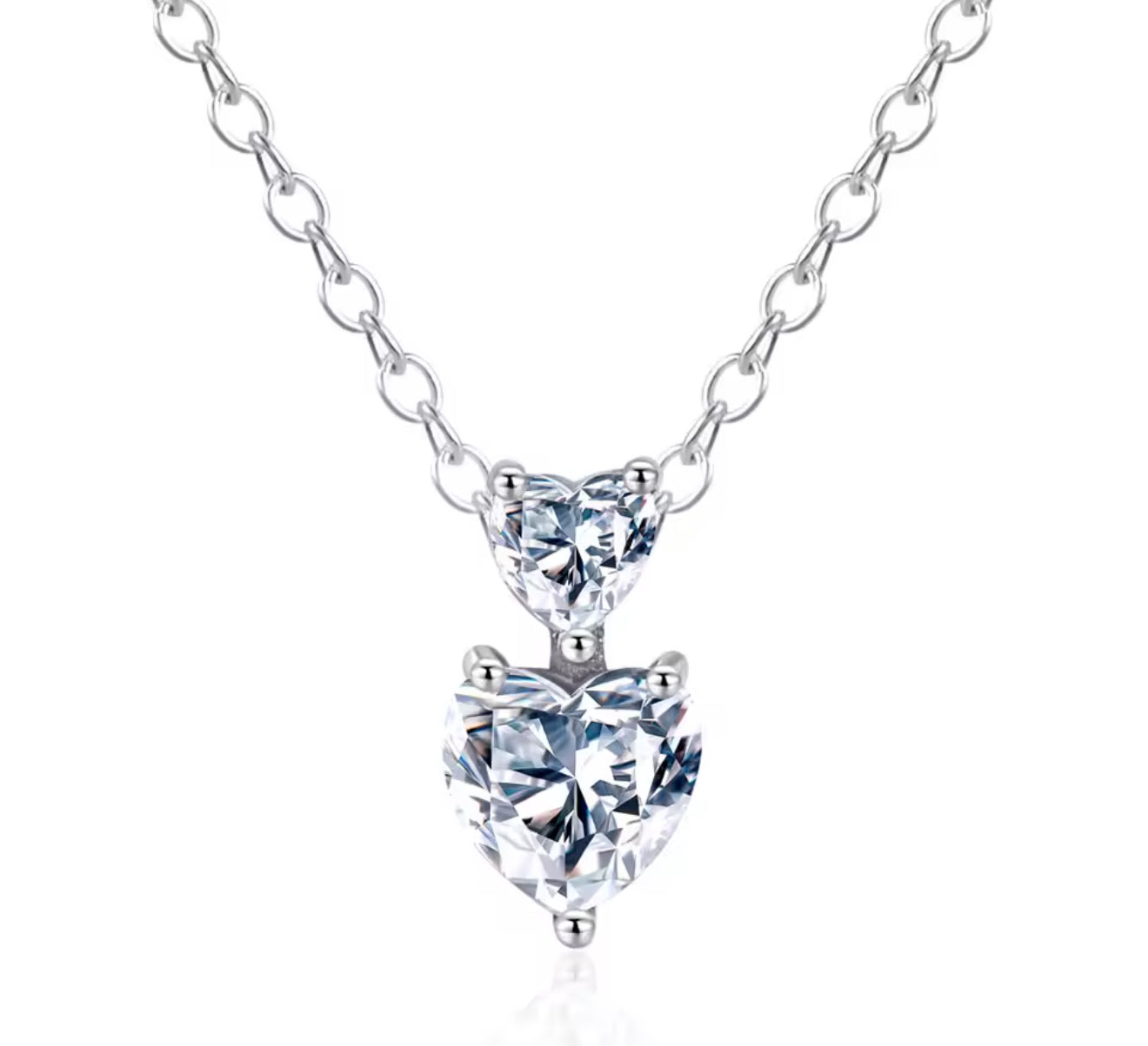 The Silver Diamanté Heart Drop Necklace