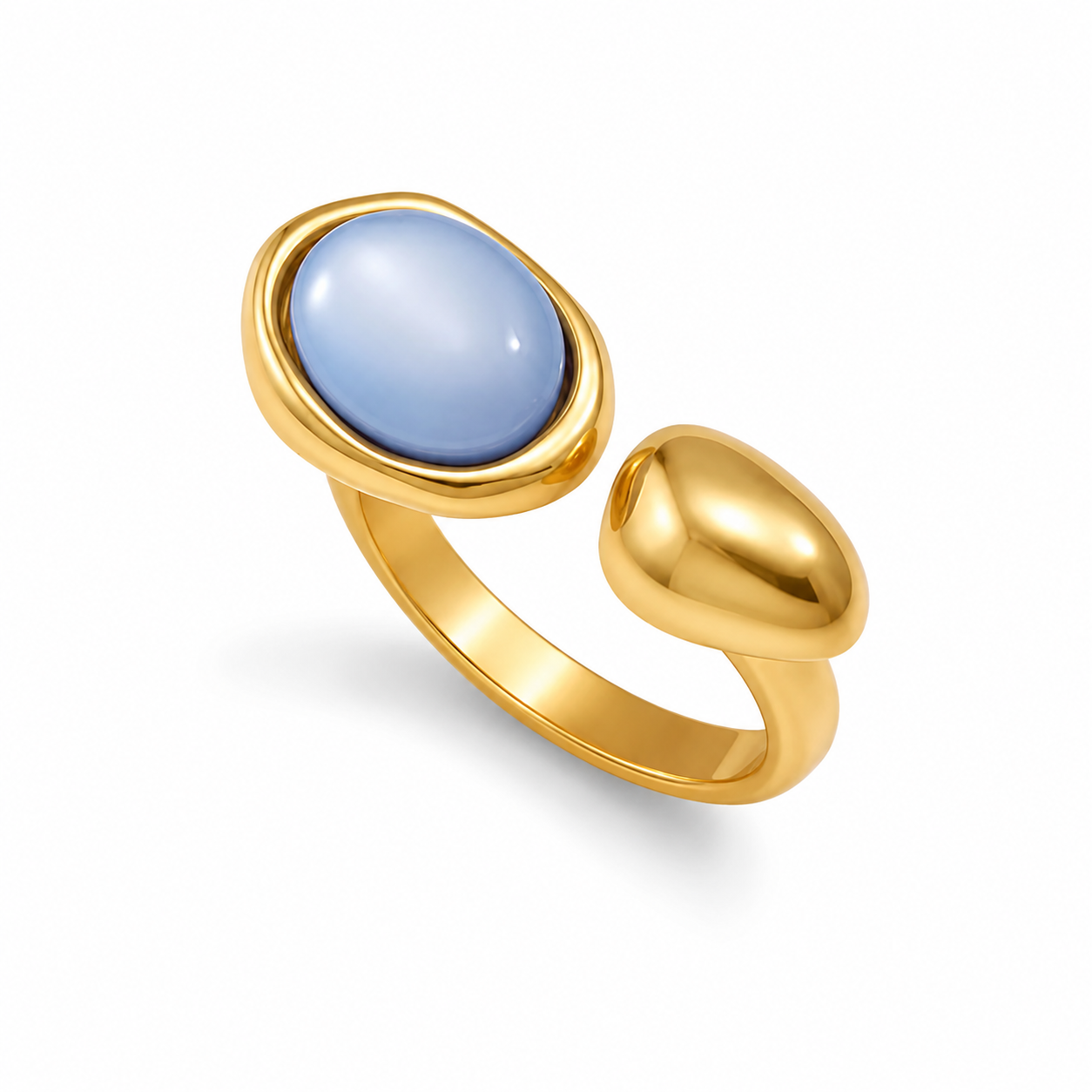 The Gold Bleu Lapis Pearl Adjustable Ring