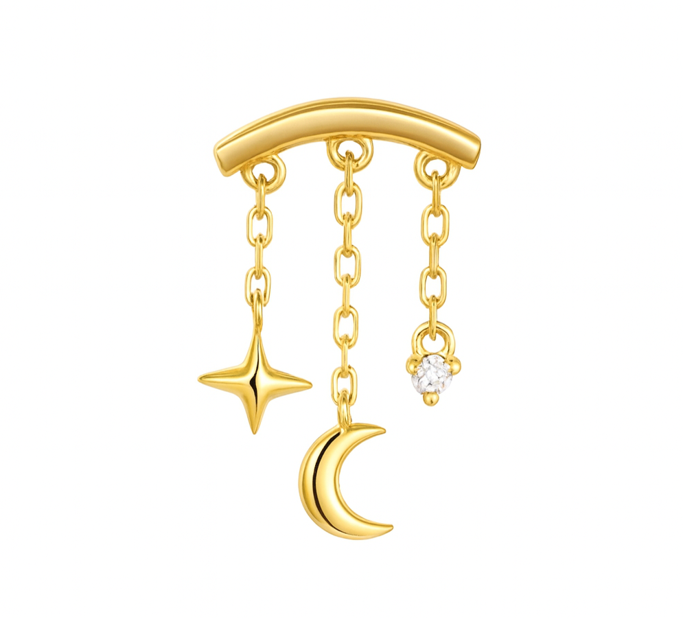 The Gold Cosmic Harmony Dangle Helix Piercing - 1 Pc