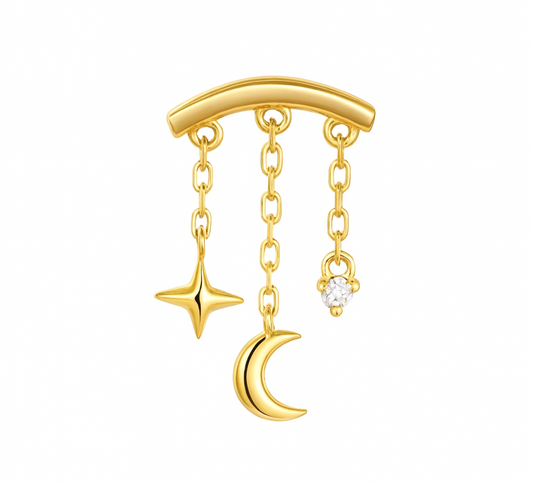The Gold Cosmic Harmony Dangle Helix Piercing - 1 Pc